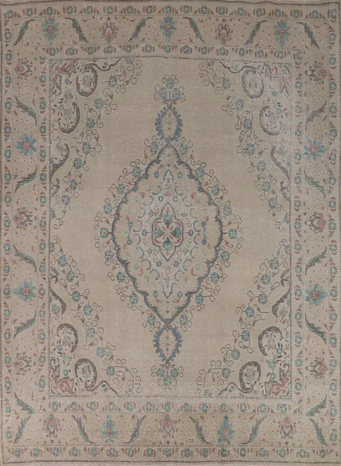 Geometric Wool Tabriz Persian Area Rug 8x11