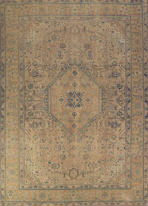 Geometric Wool Tabriz Persian Area Rug 8x11