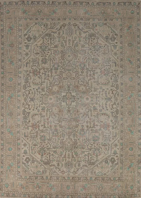 Vintage Geometric Tabriz Persian Area Rug 8x11