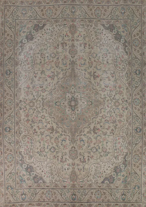 Floral Wool Tabriz Persian Area Rug 9x12