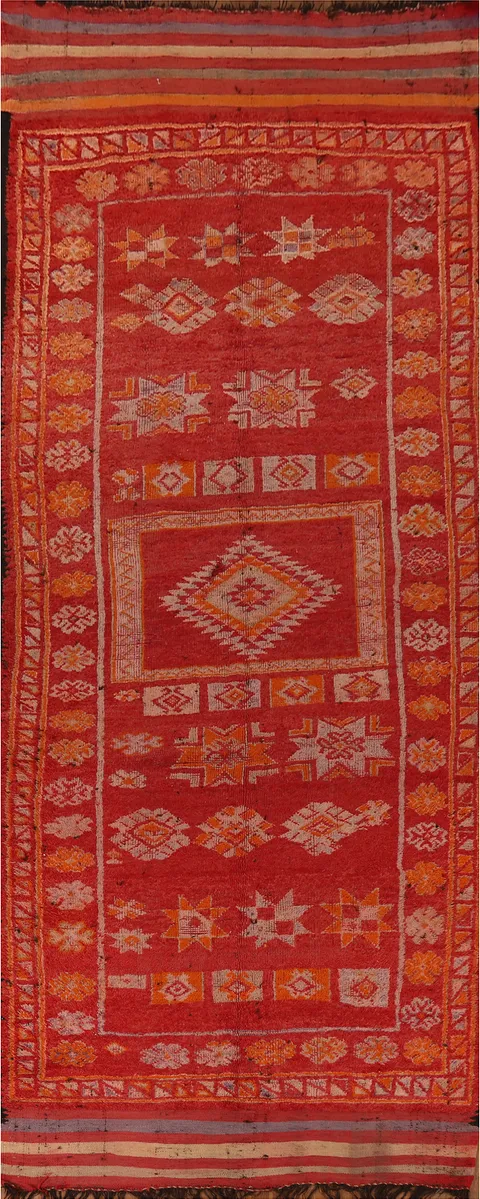 Antique Tribal Wool Moroccan Oriental Runner Rug 6x18