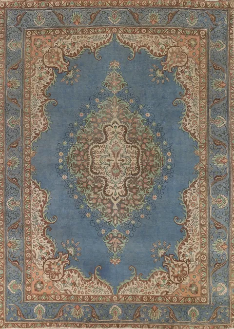 Blue Handmade Tabriz Persian Area Rug 10x13