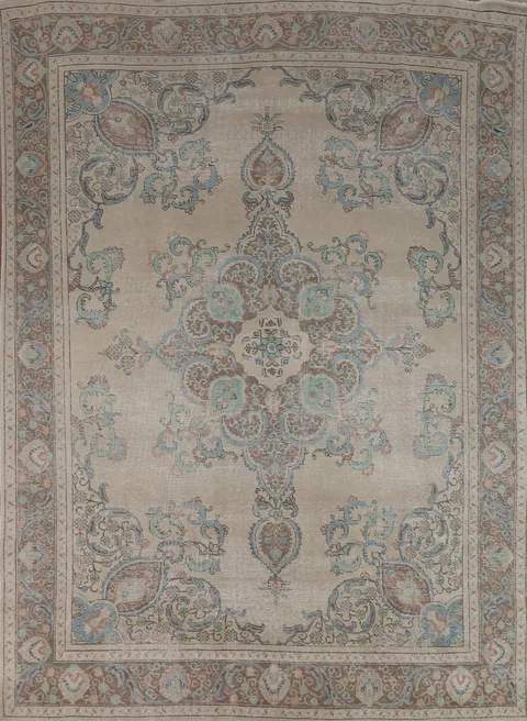 Vintage Wool Tabriz Persian Area Rug 9x11