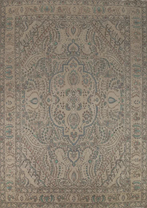 Vintage Wool Tabriz Persian Area Rug 10x13