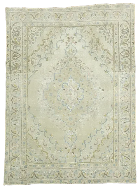 Distressed Wool Tabriz Persian Area Rug 9x12
