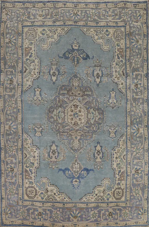 Blue Medallion Tabriz Persian Area Rug 7x10