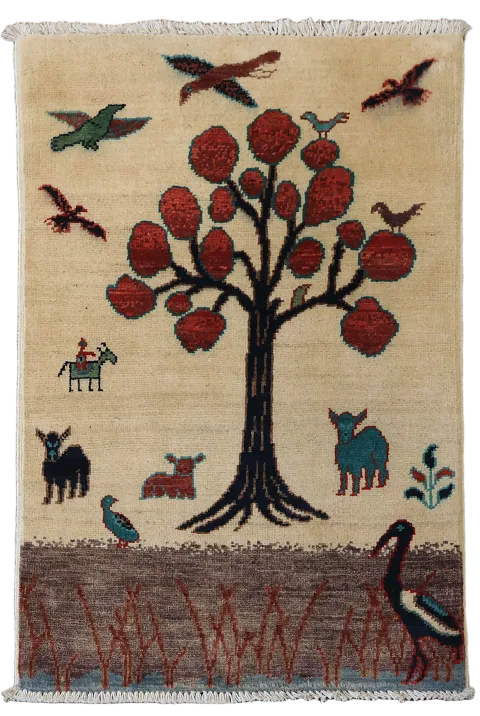 Wool Pictorial Kazak Oriental Accent Rug 2x3