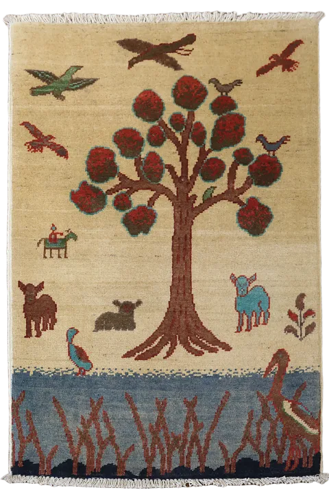 Animals Pictorial Wool Kazak Oriental Accent Rug 2x3