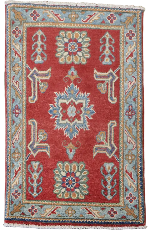 Red Geometric Kazak Oriental Accent Rug 2x3