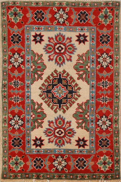 Wool Geometric Kazak Oriental Accent Rug 2x3