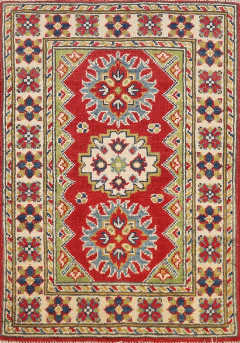 Wool Geometric Kazak Oriental Accent Rug 2x3