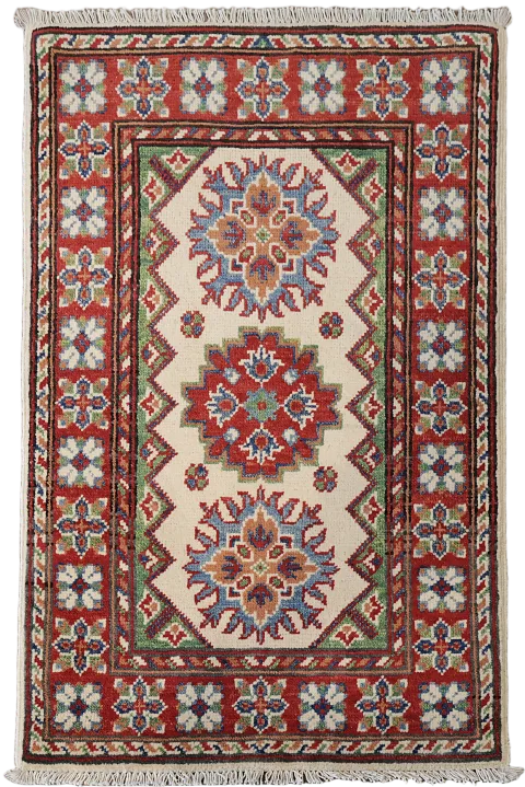 Ivory Wool Kazak Oriental Accent Rug 2x3