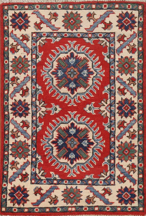 Wool Geometric Kazak Oriental Accent Rug 2x3