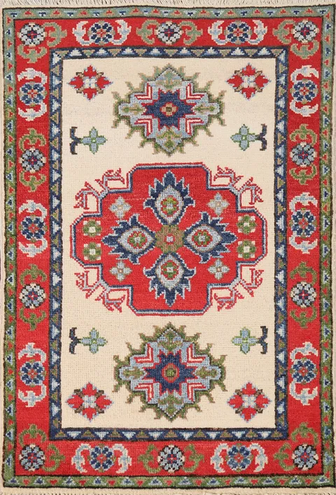 Traditional Wool Kazak Oriental Foyer Rug 2x3