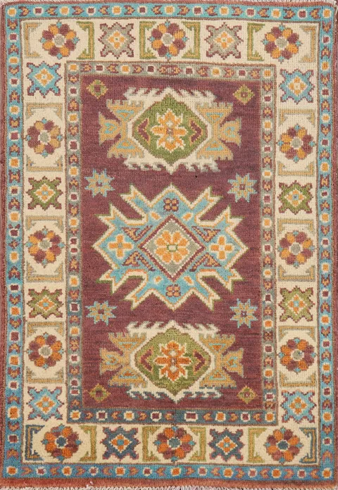 Wool Geometric Kazak Oriental Accent Rug 2x3