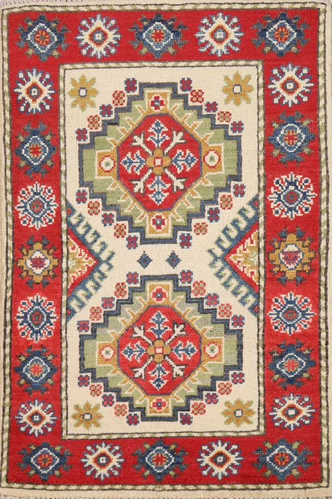 Traditional Wool Kazak Oriental Foyer Rug 2x3