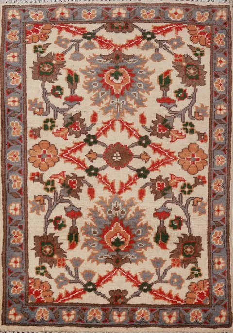 Wool Ivory Floral Kazak Oriental Accent Rug 2x3