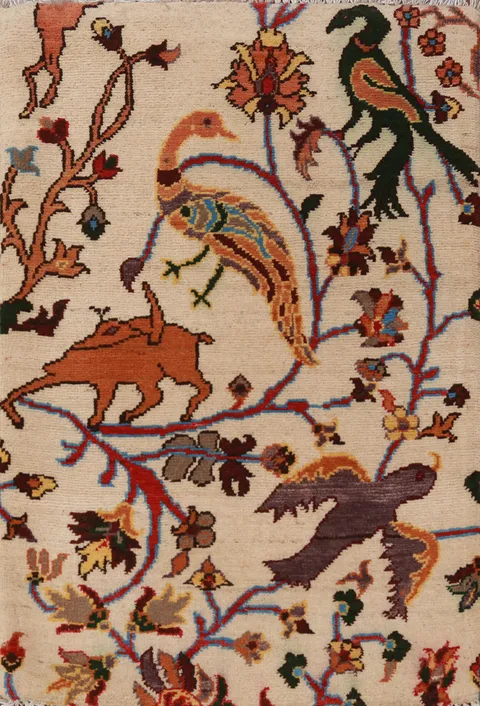 Animals Wool Kazak Oriental Foyer Rug 2x3