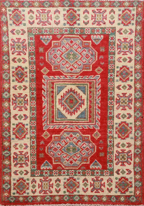 Traditional Red Kazak Oriental Foyer Rug 2x3