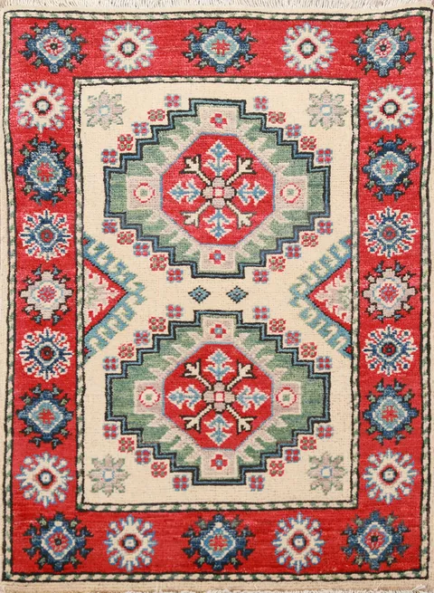 Traditional Wool Kazak Oriental Foyer Rug 2x3
