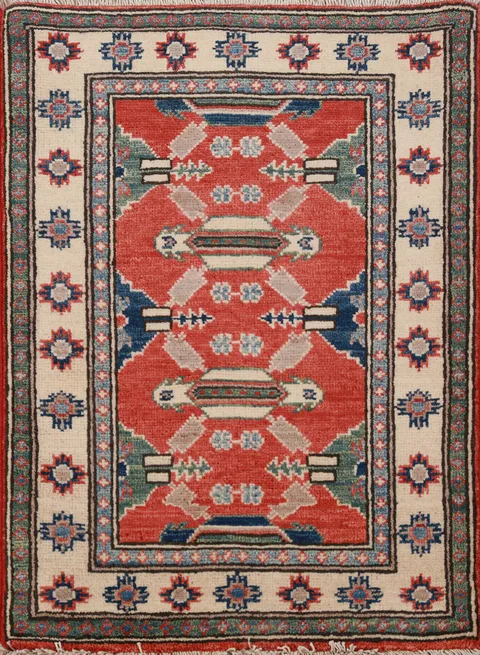 Wool Geometric Kazak Oriental Accent Rug 2x3