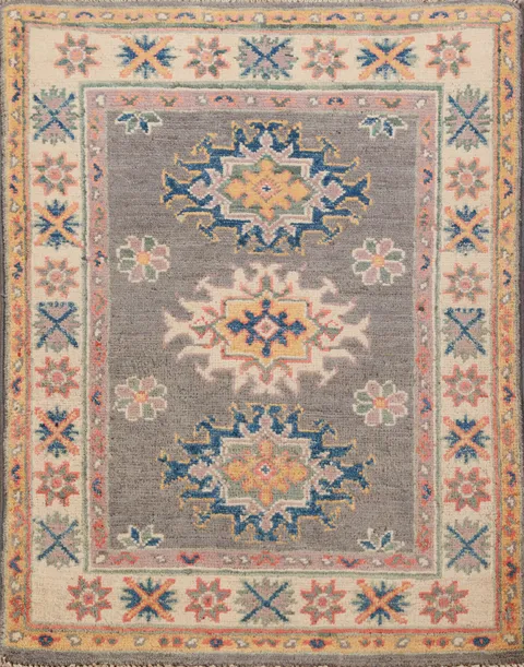 Wool Geometric Kazak Oriental Accent Rug 2x3