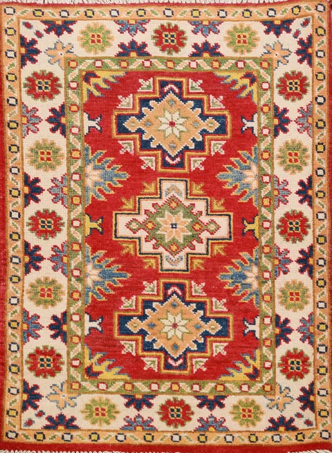 Handmade Red Kazak Oriental Accent Rug 2x3