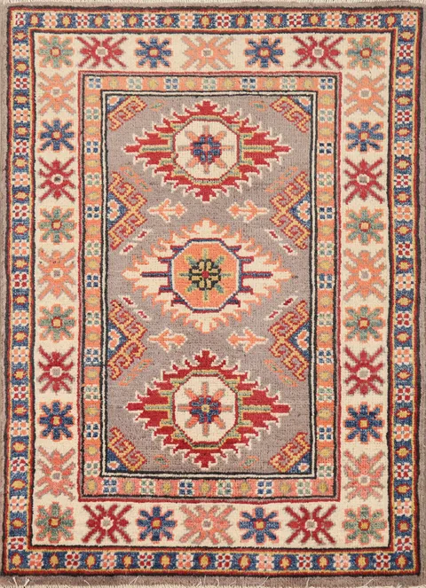 Wool Geometric Kazak Oriental Accent Rug 2x3