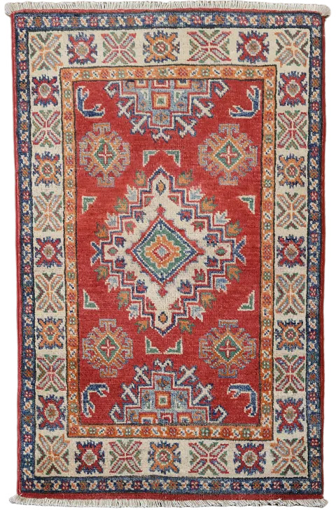 Traditional Red Kazak Oriental Foyer Rug 2x3