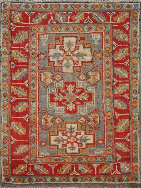 Traditional Wool Kazak Oriental Foyer Rug 2x3