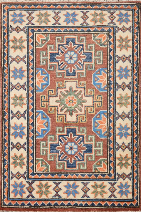 Traditional Wool Kazak Oriental Foyer Rug 2x3