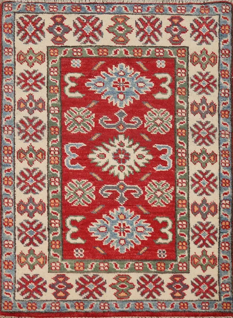 Traditional Wool Kazak Oriental Foyer Rug 2x3