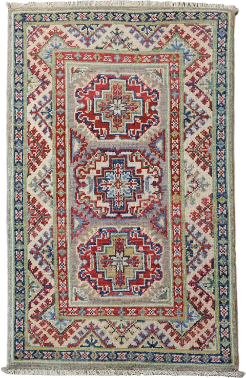 Traditional Wool Kazak Oriental Foyer Rug 2x3