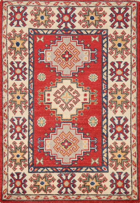 Traditional Wool Kazak Oriental Foyer Rug 2x3