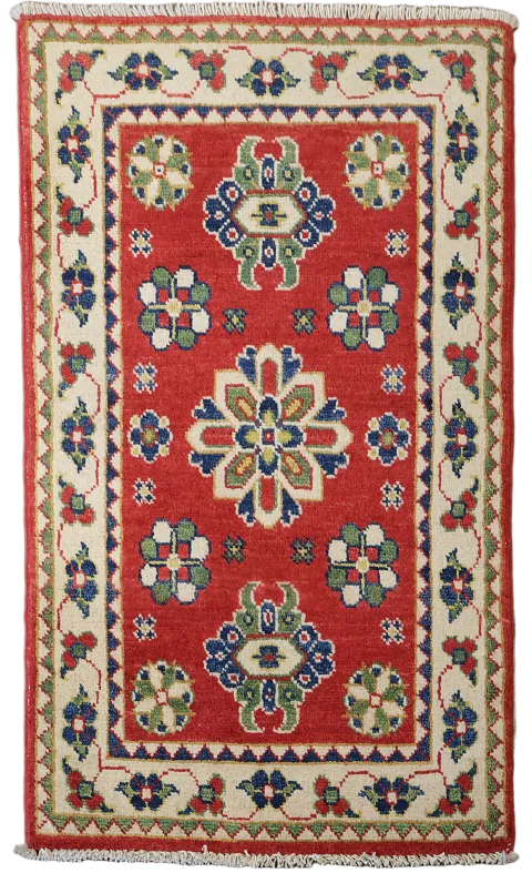 Traditional Wool Kazak Oriental Foyer Rug 2x3