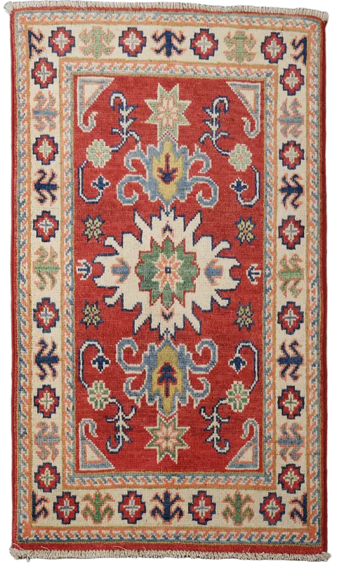 Traditional Wool Kazak Oriental Foyer Rug 2x3