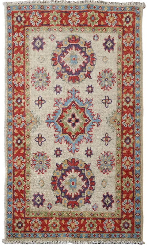 Wool Geometric Kazak Oriental Accent Rug 2x3