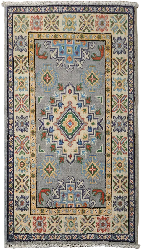 Handmade Gray Kazak Oriental Accent Rug 2x3