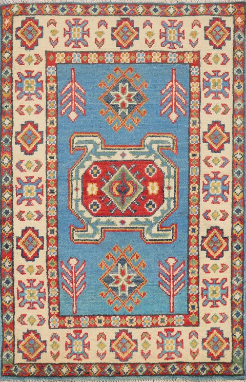 Traditional Blue Kazak Oriental Foyer Rug 2x3