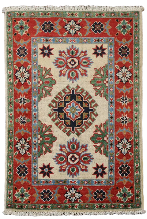 Traditional Wool Kazak Oriental Foyer Rug 2x3