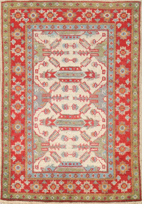Geometric Wool Kazak Oriental Accent Rug 2x3