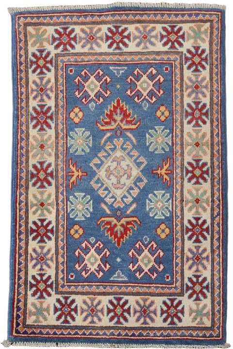 Handmade Blue Kazak Oriental Accent Rug 2x3