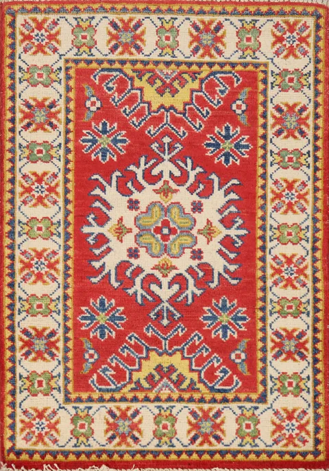 Handmade Red Kazak Oriental Accent Rug 2x3