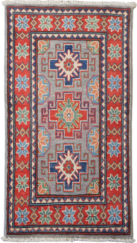 Gray Wool Kazak Oriental Accent Rug 2x3