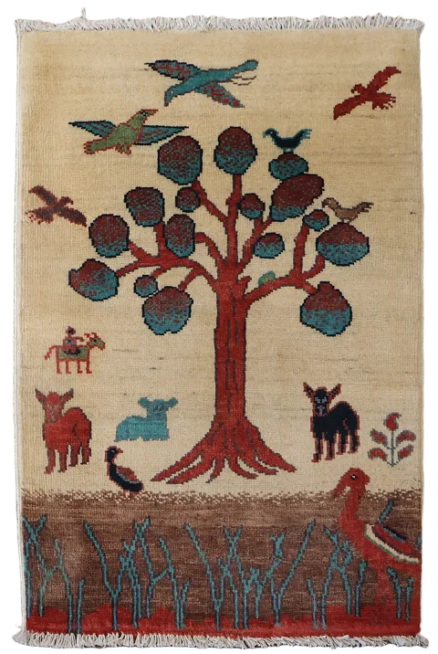 Animals Pictorial Wool Kazak Oriental Accent Rug 2x3