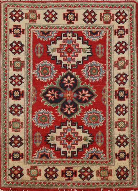 Handmade Red Kazak Oriental Accent Rug 2x3