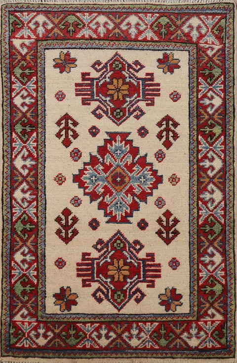 Traditional Wool Kazak Oriental Foyer Rug 2x3