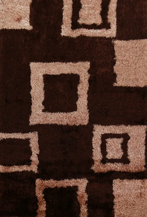 Contemporary Brown Shaggy Oriental Area Rug 5x8