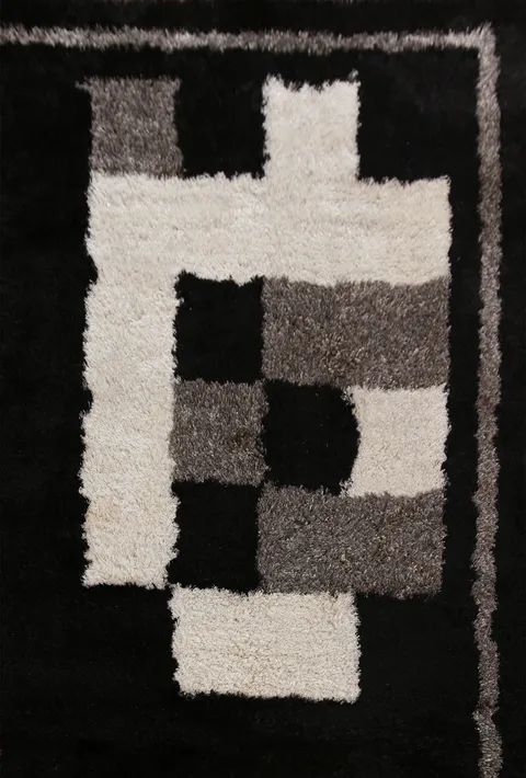 Contemporary Plush Shaggy Oriental Area Rug 5x8