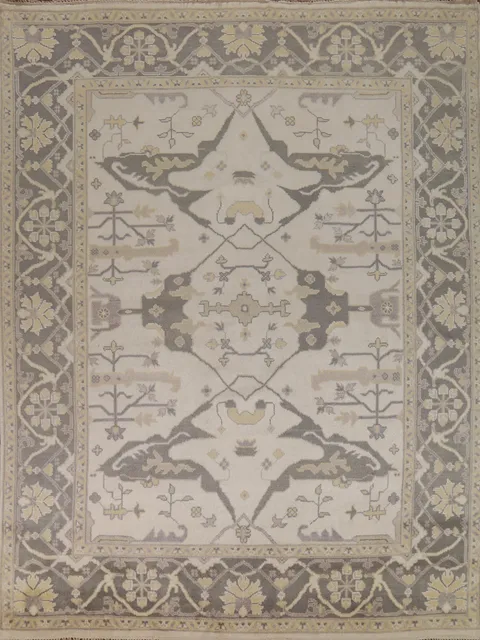 Handmade Wool Ivory Oushak Indian Area Rug 8x10
